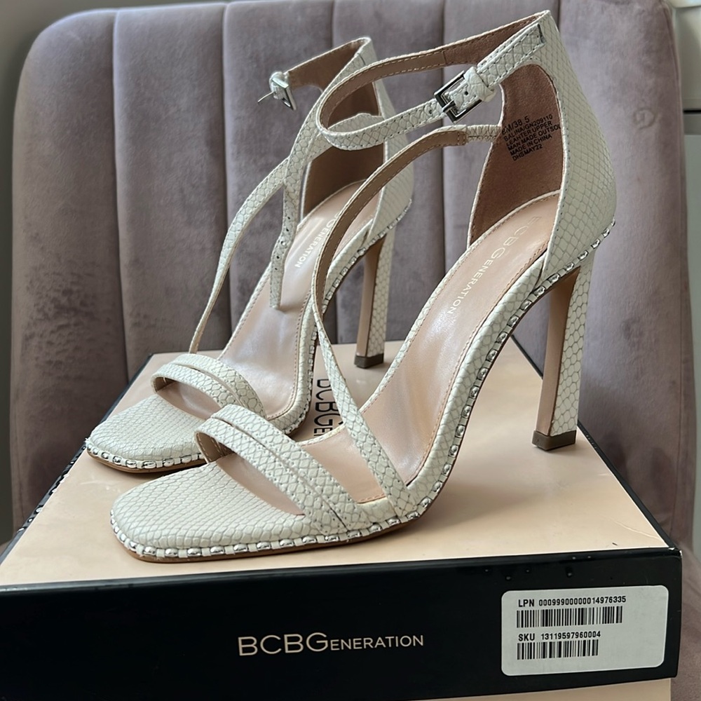 BCBGeneration Leather Pearl Breach 3” Heels